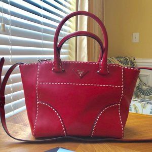 PRADA Satchel City Calf in Fuoco